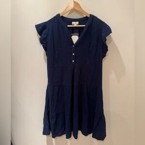 Wonderly 100% cotton navy dress from India. Size L. Super soft! NWT.